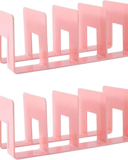 2PCS Acrylic File Organizer for Desk, Desktop Document/Mail Organizer, 4 Compartments Plastics Invisible Bookshelf Floating (12.5" x 5.7" x 5", Pink)