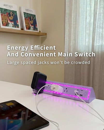 Desk Clamp Power Strip with Nightlight, 40W Fast Charging, 10FT Extension Cord, 4x20W USB-C & 2 USB Ports, 5 AC Outlets, Fits 1.69-Inch Table Edges