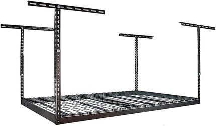 MonsterRax Overhead Garage Storage Racks 4x6 (2-Pack) Ceiling Mounted Shelving, Adjustable Hanging Storage Organizer, Heavy Duty Steel, Holds 500 Pounds, Hammertone, Adjusts 24"-45” off Ceiling