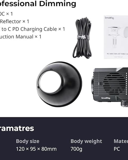 SmallRig RC 60C RGB LED Video Light, 3400mAh Battery 45min Runtime, APP Control, Potable Palm-Sized Continuous Output Lighting 2500K-10000K, for Photography/Video/Studio, Lite Edition