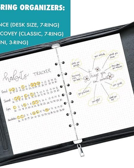 Dotted Filler Paper Pack of 300 Sheets, 7 Hole Punched Planner Refills 5 1/2 x 8 1/2 Inches, Fit 3 or 7 Ring Mini Binders
