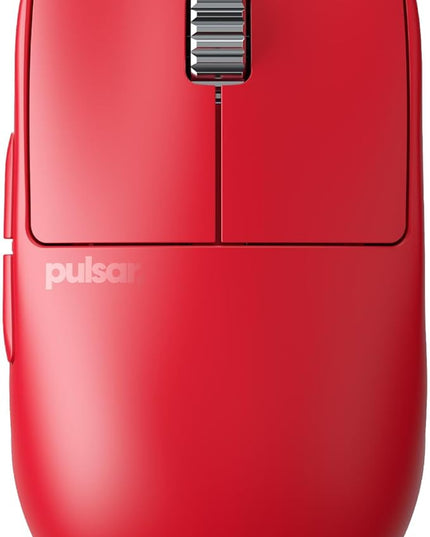 Pulsar Gaming Gears - X2H eS Wireless Gaming Mouse, Limited Edition, Symmetrical, Optical Switch, OLED Display, Driverless, PAW3395 Sensor, 100H Battery, 4K dongle Included (Medium, Red)