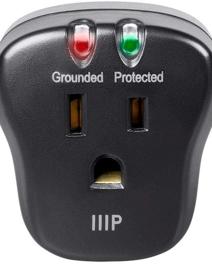 Monoprice 1 Outlet Portable Mini Surge Protector - UL Rated, 540 Joules, With Grounded And Protected Light Indicator, Black