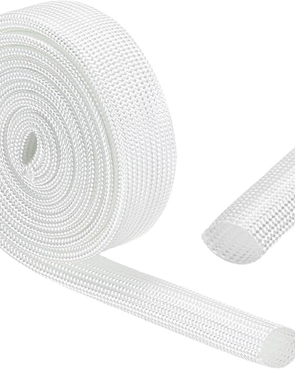 uxcell Insulation Cable Protector,9mm/0.35 Inch-1m/3 Feet High Temp Fiberglass Sleeve White
