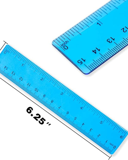 14 Packs 6 Inch Small Rulers for Kids, Plastic School Ruler with Inches and Centimeters, Assorted Colors