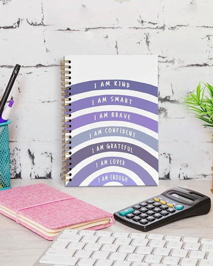 dvhdajed I Am Kind Positive Spiral Notebook, Motivational Journaling Notebooks, Purple Inspirational Spiral Journal for Girls Women, Positive Affirmations Gifts Office School Supplies, 5.5x8.3 In