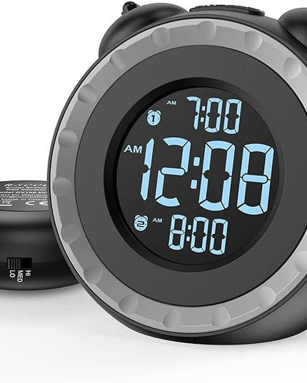 uscce Loud Dual Alarm Clock with Bed Shaker - 0-100% Dimmer, Vibrating Alarm Clock for Heavy Sleepers or Hearing Impaired, Easy to Set, USB Charging Port, Snooze, Battery Backup