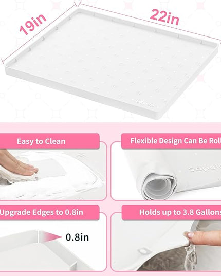 Sdpeia Under Sink Mat 22"×19" Waterproof Silicone Cabinet Liner & Sink Protector for Kitchen & Bathroom, Multi-Purpose Organizers Tray for Pets, Laundry, Cat Litter Mat, White