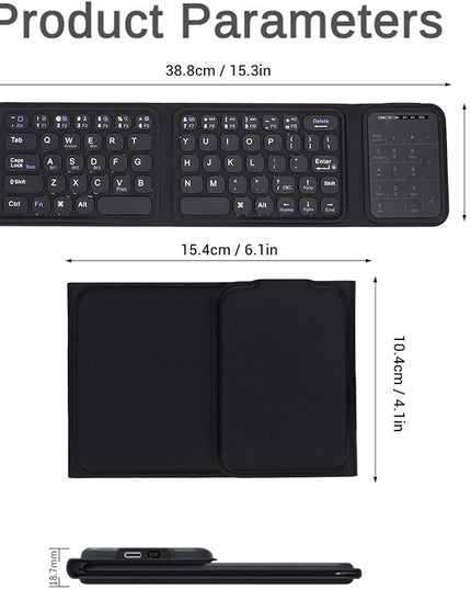 Luocute Foldable Keyboard, Portable Keyboard with Multi Touch Touchpad and Leather Case for Laptop PC Tablet Smartphone iOS