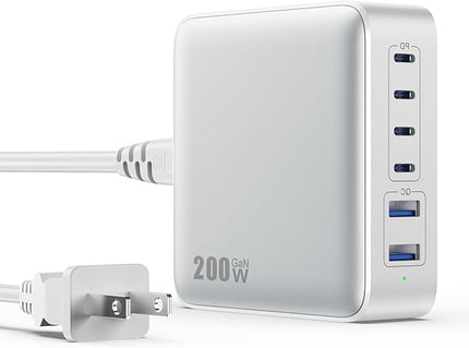 USB C Charger Block 200W[2025 Upgraded] GaN III 6 Port Fast Charging Station Hub,PD 65W USB C Laptop Charger Compatible with MacBook Pro/Air,iPad,iPhone 16/15,Galaxy S23/S24 Steam Deck Dell XPS etc