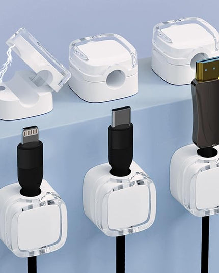 IFNOW 6 Pack Magnetic Cable Clips Cord Organizer White Self Adhesive Cord Holder Under Desk Cable Management for Home, Office, Car, Desk, Nightstand