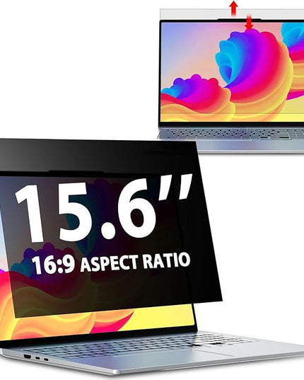 Laptop Privacy Screen 15.6 Inch 16:9 Aspect Ratio, Laptop Screen Privacy Shield Compatible With Lenovo Hp Dell Acer Asus Thinkpad Envy Xps, Removable Anti Glare Blue Light Computer Filter Protector
