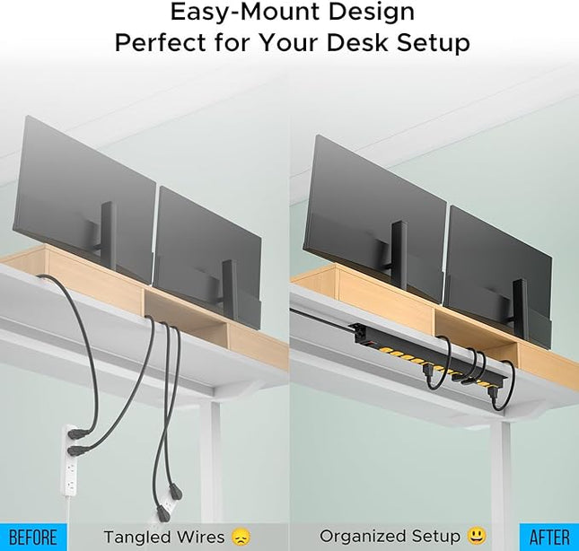 Mountable Long Power Strip, 2100 Joules Heavy Duty Surge Protector Power Strip, Slim Metal Power Bar with 6ft 14AWG Cord, 12-Outlet, ETL Listed,for Wall Mount, Under Desk, Garage, Workshop, and Office