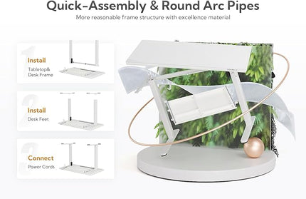 INNOVAR Wireless Charging Glass Standing Desk with Drawers, Adjustable Height Stand Up Desk, Electric Standing Desk with Storage, 55 inch, Super White