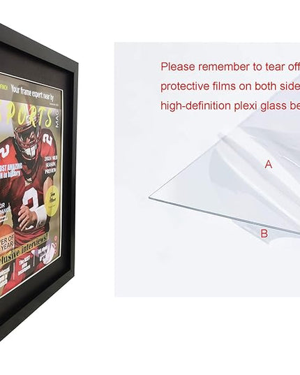Goldfinch 4 Packs Sports Magazine Frames Displays Magazines Measuring 8 x 10.5 inches with Black Core Matting,Suitable for 1994-Current Collector's Edition Sports Magazines with Installed Hangers