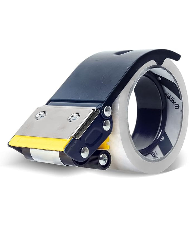 Excell ET-22686 Anti-Backflow Metal Packaging Tape Dispenser (2" Wide): Ideal for Packaging, Transportation, and Box Sealing. Includes Tape Gun and 1 roll of Tape. Durable Metal Construction.