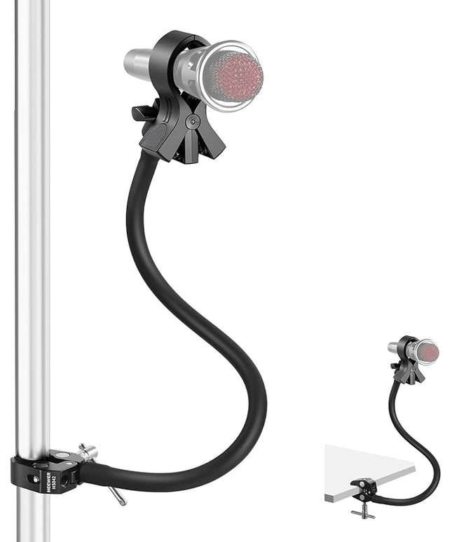 NEEWER Desktop Microphone Stand with Flexible Arm, Adjustable Desk Mic Clamp Holder Mount with Clip & 1/4" to 5/8" Adapter Compatible with Shure Razer Seiren Mini Audio Technica AT2020, MS042