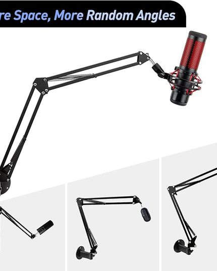 Microphone Wall Mount Boom Arm - Microphone Wall Mount for Mic holder，Horizontal Mounting Wall，Space Saving Desktop Metal Mic Stand Clamp by SUNMON