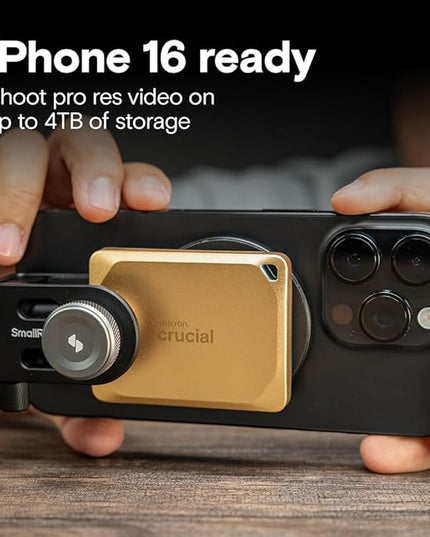 Crucial X10 Pro 2TB Portable SSD, Up to 2,100MB/s Read, 2000MB/s Write, USB 3.2 USB-C, External Solid State Drive, Durable Storage for Professional Creators, Gold - CT2000X10PROSSD9D02