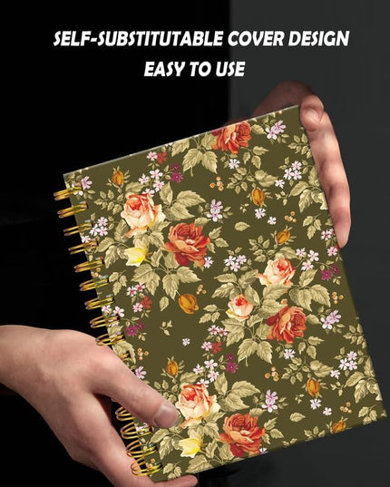 Spiral Journal Notebook for Women,A5 College Ruled Notebooks 6"x 8.4", 120 Pages (60 Sheets) Lined Journal with Premium Thick Paper,Perfect for School Office Home(Green Leaf Flower)