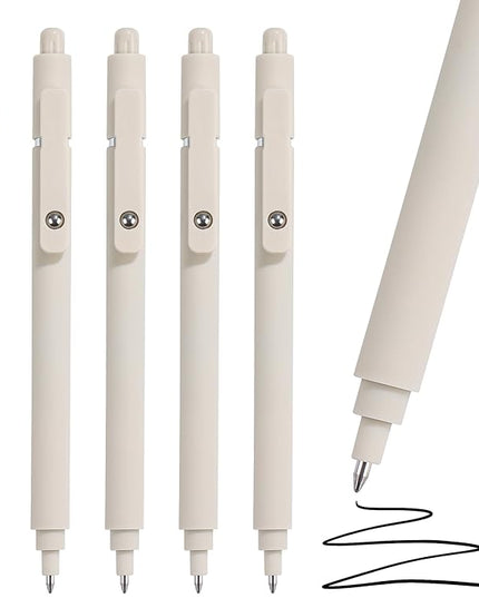 RIANCY Aesthetic Pens Beige Pens 5Pcs 0.5mm Quick Dry Black Ink Gel Pens Fine Point Smooth Writing Cute Pen Japanese Stationary Home Work Essentials Nurse School Gifts Office Supplies