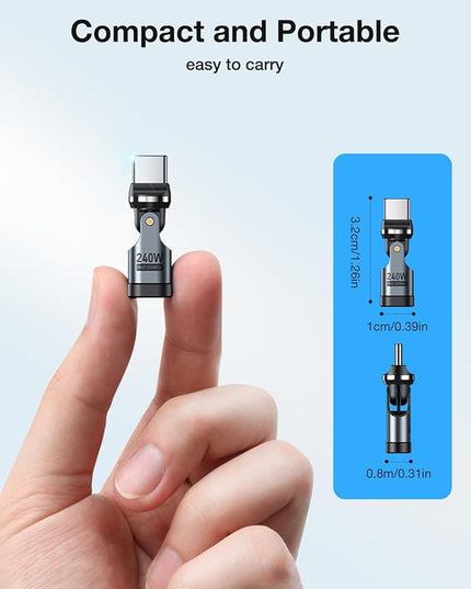USB C Adapter [3-Pack], PD 240W USB C 90 Degree Adapter, Type C Right Angle Adapter/360 & 180 Degree USBC to USBC Adapters for Phone 17/16/15, MacBook Pro/Pad Series, Samsung Galaxy, Tablet, Laptop
