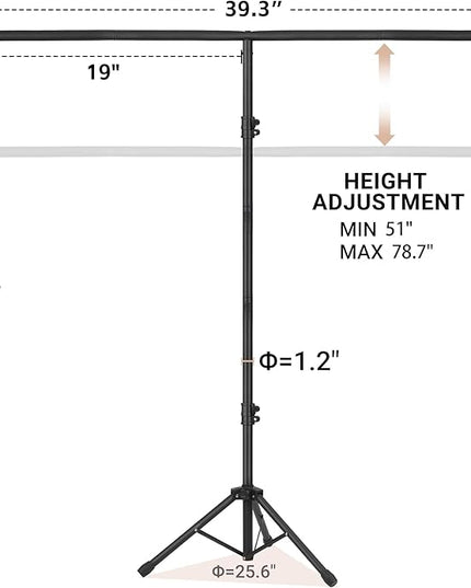 6.5x3.2ft T-Shape Backdrop Stand, Adjustable Background Support Stand Kit, Portable Photo Banner Holder with 4 Spring Clamps, Sandbag, Carry Bag for Party, Wedding, Photography and Decoration