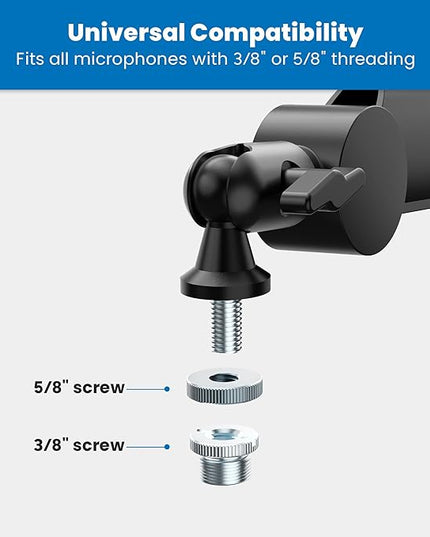 Mount-It! Mic Arm, Microphone Boom Arm, Adjustable Full Motion Mic Desk Mount, for Streaming, Gaming, Podcast, Recording, 3/8" and 5/8" Compatible, Height up to 33.3", Black