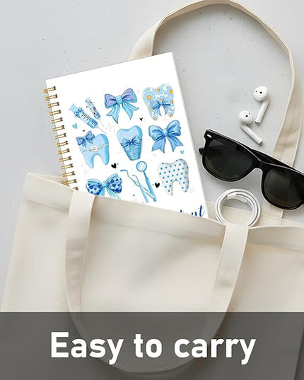 Dental Assistant Gift Notebook - Teeth Blue Bow Journal Dental Assistant Accessories Dentist Gifts for Women School Office Stationery Supplies for Students Teacher 5.5 x 8.3 Inches