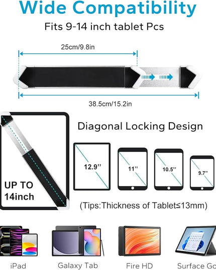 GDZN Anti-Theft Tablet Kiosk Stand with Lock, [Aluminum Arm] Desk Security POS Tablet Stand for Retail/Commercial/Trade Show, Heavy Duty Adjustable iPad Mount for iPad Pro, Galaxy tab, 9-14" Devices