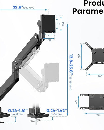 17-57 Inch Ultrawide Monitor Arm, up to 59.4 lbs, Heavy Duty Monitor Arm for Flat/Curved Display and TV, Steel Reinforcement Plate Included, VESA 75x75 to 200x200, PUTORSEN