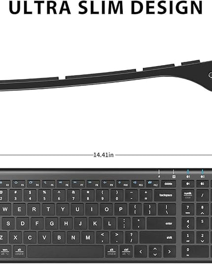 iClever BK10 Bluetooth Keyboard, Universal Bluetooth 5.1 Wireless Keyboard with Number Pad, Ergonomic Design, Multi-Device Compatibility, Stable Connection for Mac, iPad, iPhone, Android, Windows