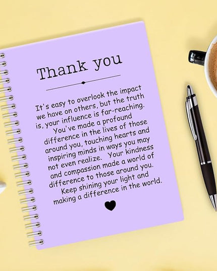 Thank You Purple Hardcover 160 Pages Spiral Notebooks, Funny Thank You Gifts for Women Men Coworkers Leader Mentor, Appreciation Gifts for Employees, Thanksgiving Gifts for Colleagues Leaders