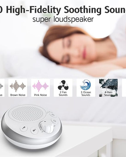 Loud Pink Noise Machine Sleep Machine Nostop 30 Soothing Sounds for Baby Kids Adults Sleep Pinknoise Machine 36-Level Vol Auto-Off Timer Memory Function for Home Travel Office