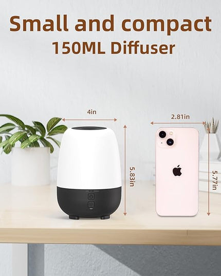 SEEDSEEL 150ML Rechargeable Battery Powered Essential Oil Diffuser, Cordless Portable Aromatherapy Diffuser,7-Hour Run time, 7-Color LED Lights