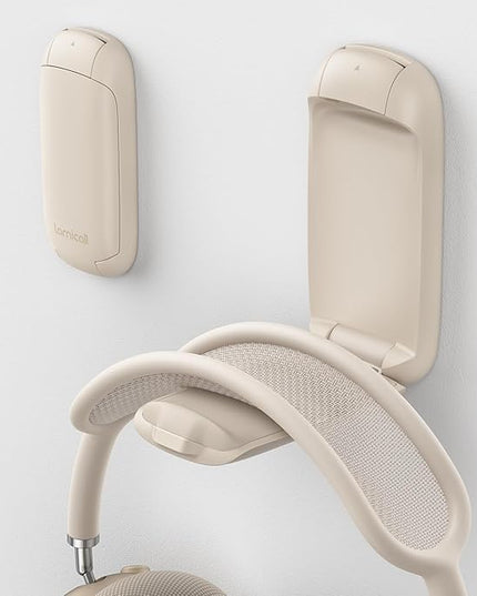 Lamicall Headphone Stand, Sticky Headset Holder - Foldable Headphone Holder Hook Mount, Adhesive Headset Hanger Clip Under Desk, Earphone Clamp for Airpods Max, HyperX, Sennheiser, Khaki