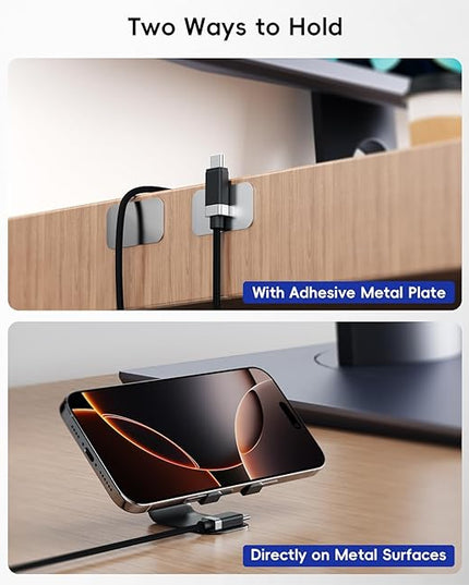 Magtame StayCable 2Pack USB A to USB C Cable with Magnetic Holder 3.3FT, Anti-Drop 3A Fast Charging and Data Sync Type C Cable, Braid Charger Cord for iPhone 17 16, Bedside, Desk, Car Cord Management