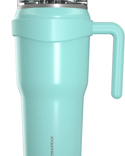 Hydrapeak Roadster 40oz Stainless Steel Tumbler Double Wall Vacuum Insulated Water Bottle With Handle And 2 in 1 Straw Lid (Aqua Gloss)