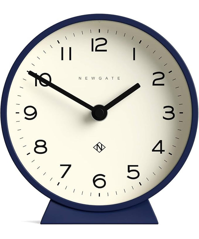 NEWGATE® M Mantel Echo Desk Clock | Modern Round Design | Navy Blue | Easy to Read Numbers | Contemporary Style for Desk, Table, Shelf or Bedside