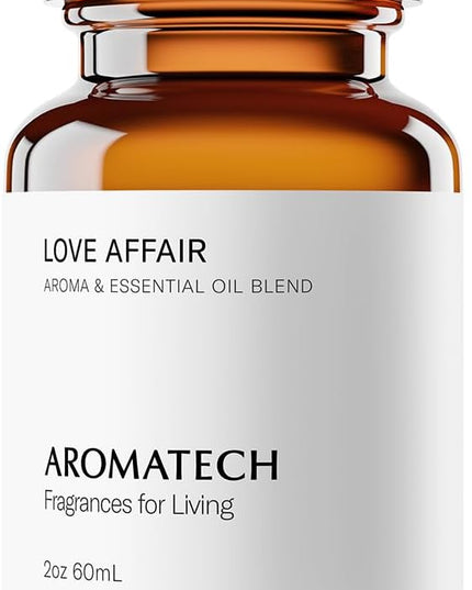 AromaTech Love Affair Aroma Essential Oil Blend: Luxury Hotel Inspired Aromatherapy with Jasmine, Saffron, Cedar & Amber for Ultrasonic Diffusers & Nebulizers - 2 fl oz, 60 mL