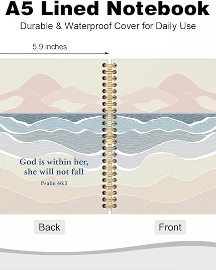 God is Within Her She Will Not Fall Spiral Notebook, Psalm 46:5 Christian Faith Journal, Inspirational Mountain Notebook for Women, Religious Bible Verse Writing Gifts for Coworker Sister Friend
