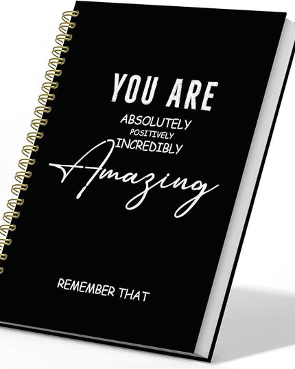 DSHFG Black Notebook Journal Gifts for Women, Journaling Notebooks for Work, Inspirational Notebook Coworkers Employees Team Members Gifts, Black Spiral Notebook, You are Amazing, 5.5x8.3