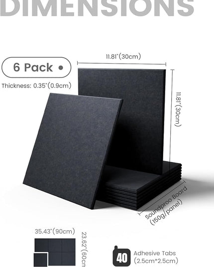 Fluxynara Large Felt Bulletin Board 36" x 24" Cork Board Alternative-6 Pack with 40 Safe Removable Adhesive Tabs, Cork Boards for Walls for Home Office Classroom Pin Board - Deep Charcoal Blue