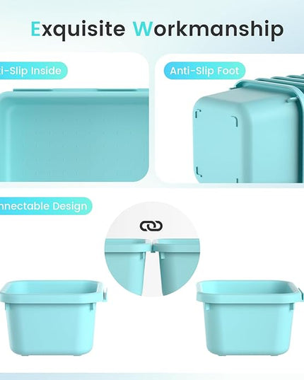 A-LuGei 【𝟮𝟴𝗣𝗖𝗦】 【𝟱𝗦𝗶𝘇𝗲】 BlueGreen Drawer Organizer, Makeup organizer, 【Holds 177 Items】 Bathroom Organizers and Storage, Plastic Desk Organizer Divider, Organizer Bins for Office Vanity