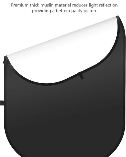 NEEWER Chromakey Backdrops, Double Sided Black Screen and White Screen, 2 in 1 Collapsible and Reversible Background for Photography, Gaming and Live Streaming, 5'×6.6'/1.5m×2m (Black/White)