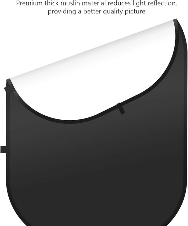 NEEWER Chromakey Backdrops, Double Sided Black Screen and White Screen, 2 in 1 Collapsible and Reversible Background for Photography, Gaming and Live Streaming, 5'×6.6'/1.5m×2m (Black/White)