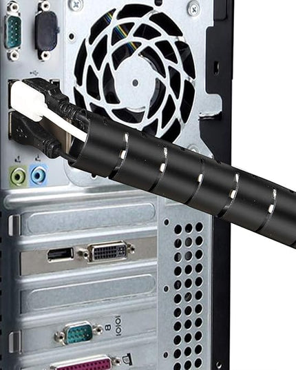Cable Management Sleeve 19.7ft Cable Organizer Coiled Tube Wire Wrap Cable Sleeve for Home Office PC TV White