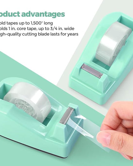 SKYDUE Teal Office Supplies Set, Office Desk Accessories 10Pcs, Pencil Holder for Desk, Stapler, Tape Dispenser, Scissors, Clips and 1000pcs Staples, School Supplies for Teacher