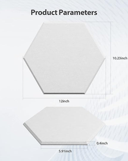 12 Pack Acoustic Panels Self Adhesive Sound Proof Foam, High Density Sound Acoustic Foam Panel, 12X10.23X0.4 Inch Hexagon Wall Panels in Home,Office,Reccording Room,Studio(Snow White)