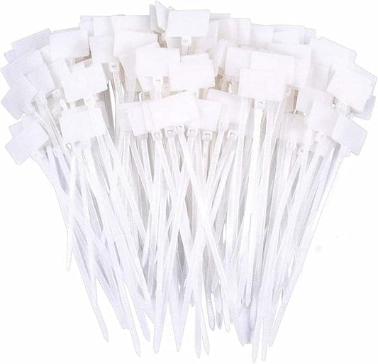 200 Pieces Nylon Cable Marker Ties,Self-locking Cord Tags Write on Ethernet Wire Zip Mark Tags Nylon Power Marking Label